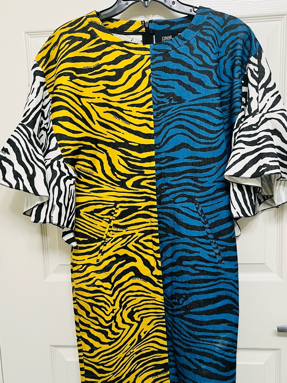 Roberto Cavalli Zebra Print  Midi Dress ,Size 4